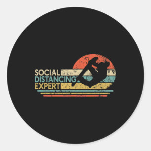 Social Distancing Expert Snowboarding Vintage Snow Classic Round Sticker