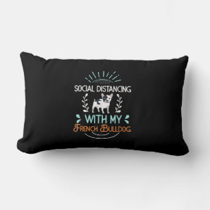 Social Distancing French Bulldog Lover Gift Lumbar Cushion