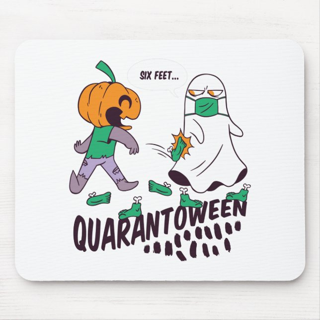 Social Distancing Funny Halloween Cartoon Design Mouse Pad (Front)