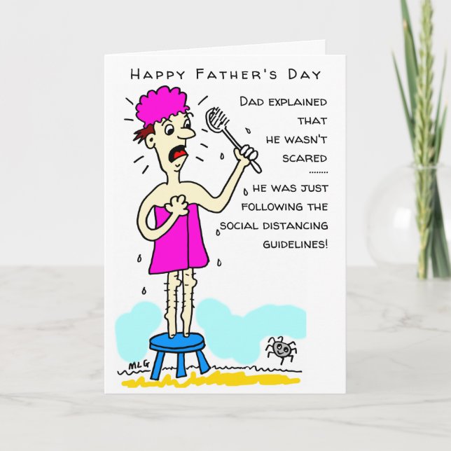 Social Distancing Funny Spider Father's Day Card (Front)