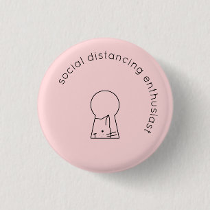 Social Distancing Introvert Cat Humor Minimalist 3 Cm Round Badge