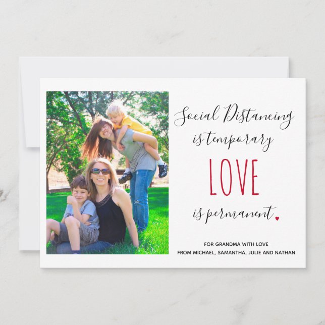 Social distancing love quote custom photo greeting (Front)