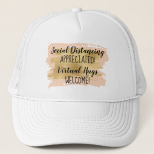 Social Distancing Pink Gold Virtual Hugs Trucker Hat
