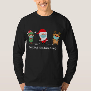 Social Distancing Quarantine Christmas Santa Elf R T-Shirt