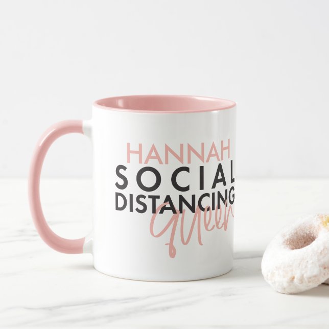 Social distancing queen modern typography design mug (With Donut)