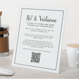 Social distancing restaurant QR code instruction Pedestal Sign