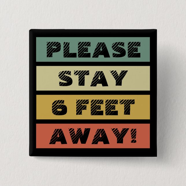 Social Distancing Retro Colour Blocking 15 Cm Square Badge (Front)