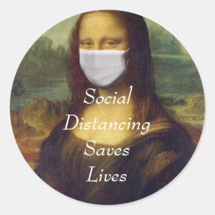 social distancing saves lives classic round sticker