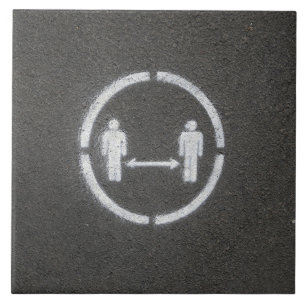 Social distancing sign ceramic tile