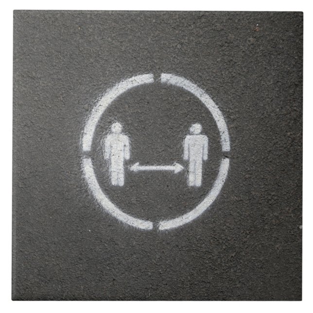Social distancing sign ceramic tile (Front)