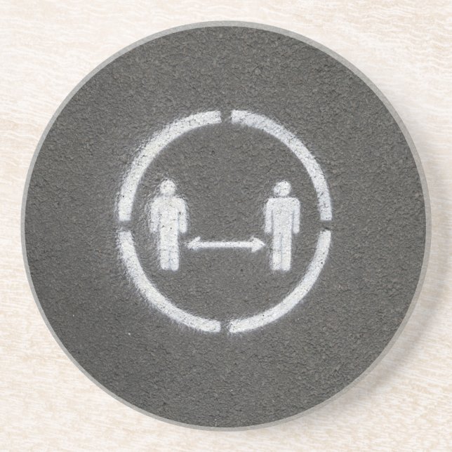 Social distancing sign coaster (Front)