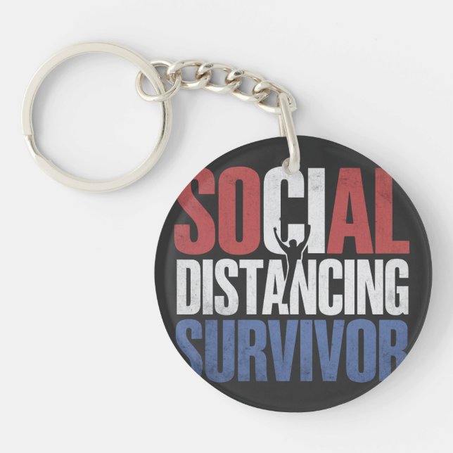 Social Distancing Survivor  Key Ring (Front)