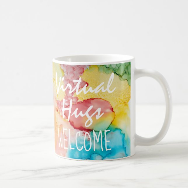 Social Distancing Virtual Hugs Brilliant Colours Coffee Mug (Right)