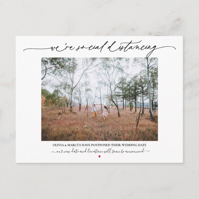 Social Distancing Wedding Postponement Postcard (Front)
