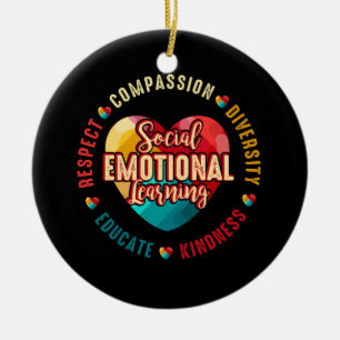 Social Emotional Learning Heart Counselor Teacher  Ceramic Ornament