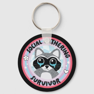 Social Gathering Survivor Funny Raccoon Key Ring