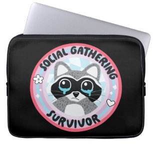 Social Gathering Survivor Funny Raccoon Laptop Sleeve