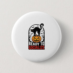 Social Halloween Cat Spooky Party Humour Design_1 6 Cm Round Badge