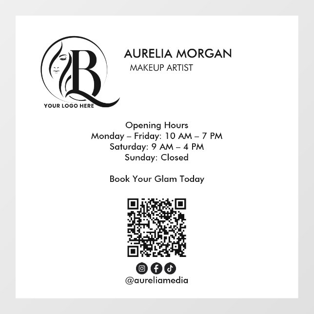 Social Icon Qr Code Makeup Artist Opening Hours (Sheet)