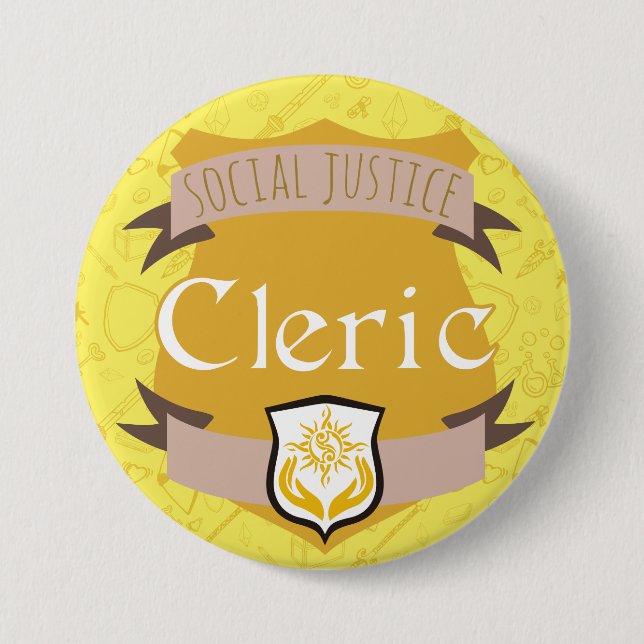 Social Justice Class Button: Cleric 7.5 Cm Round Badge (Front)
