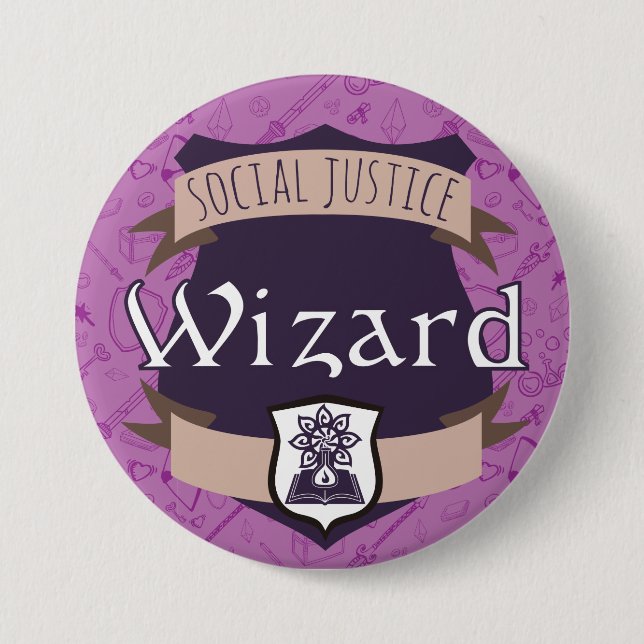 Social Justice Class Button: Wizard 7.5 Cm Round Badge (Front)