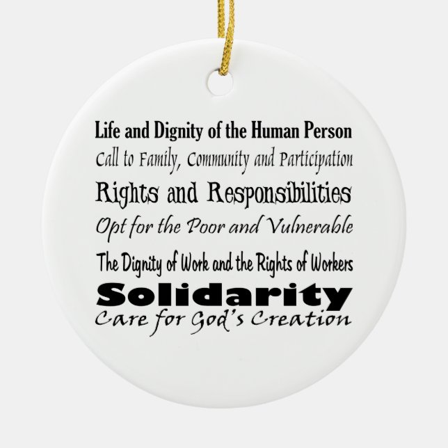 Social Justice Themes with cross balance T Ceramic Ornament (Front)