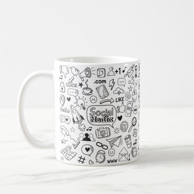 Social Life Doodle Art Coffee Mug (Left)