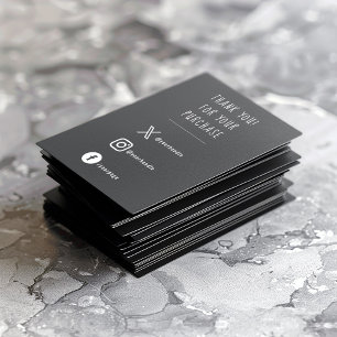Social Links white on black order appreciation Enclosure Card