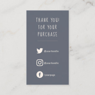 Social Links, white on black order insert Card.