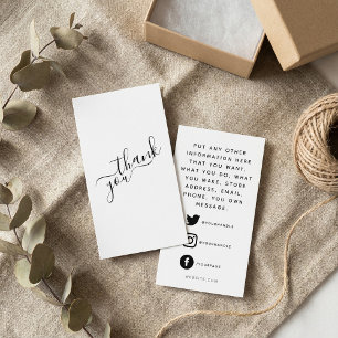 Social logos, black and white customer order enclosure card