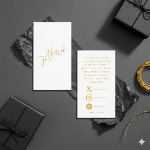 Social logos, gold and white order insert Card.