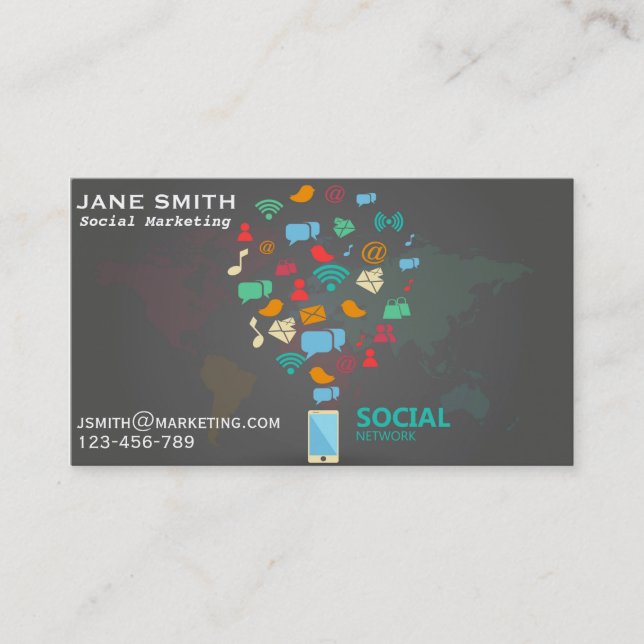 Social Marketing professional freelance Business Card (Front)