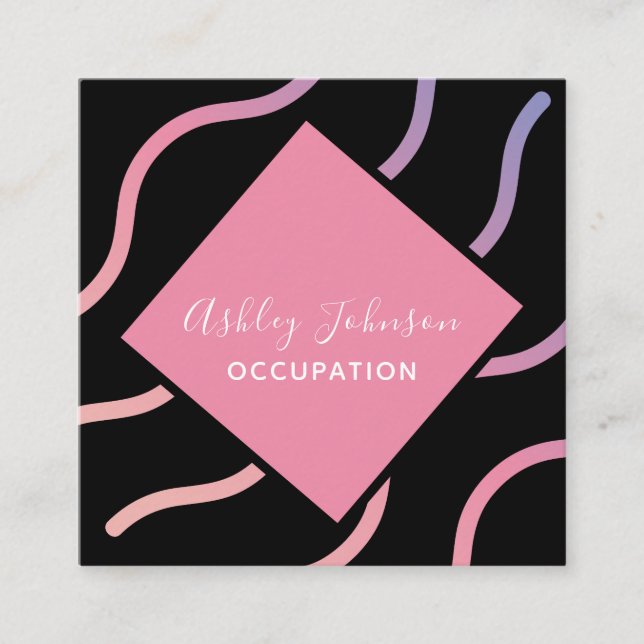 Social Media Add Logo QR Code Trendy Holographic  Square Business Card (Front)