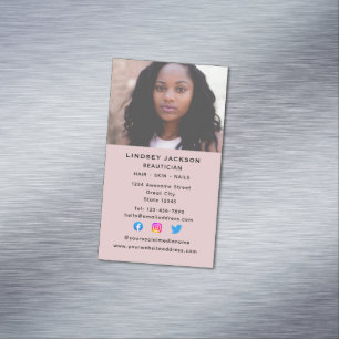 Social Media Beautician Cosmetologist Vertical Magnetic Business Card