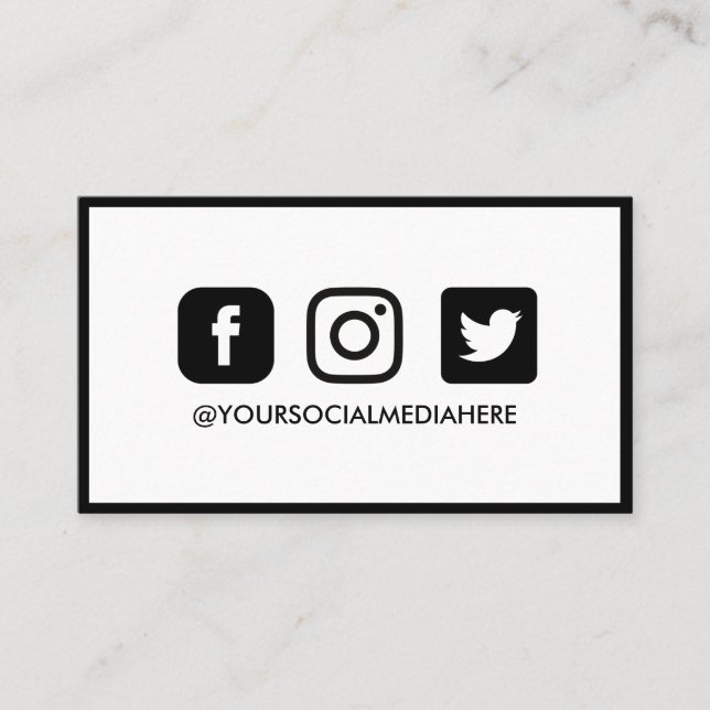 Social Media Black Edges Elegant Modern Business Card (Front)