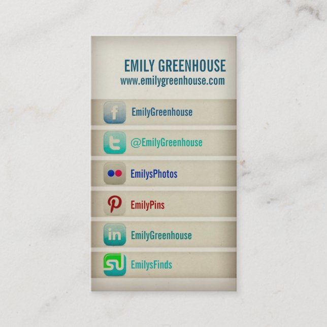 Social media business card Facebook Twitter (Front)