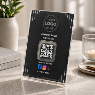 Social Media Business Card Instagram Facebook QR Pedestal Sign