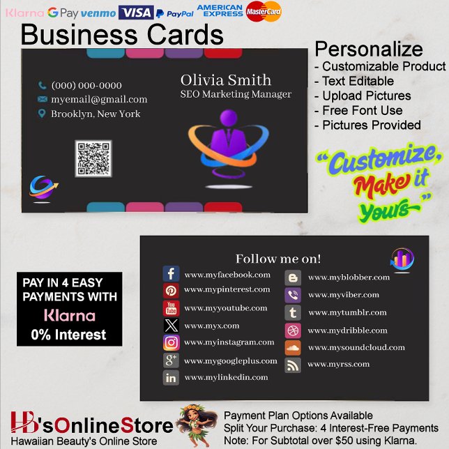 Social Media Business Cards 5 Pack of 100 (Social Media Business Cards 5 Pack of 100.)