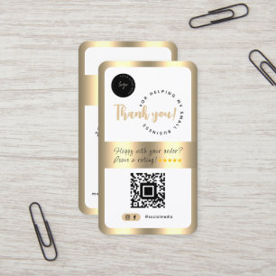Social Media Business QR Code Logo Thank You Gold Business Card
