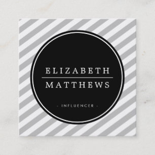 SOCIAL MEDIA circle border black pale grey white Square Business Card