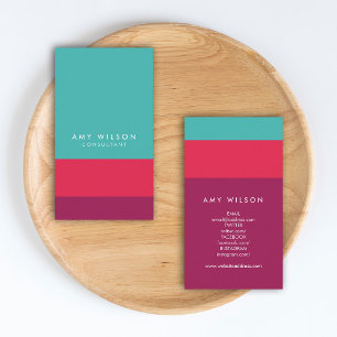 Social Media Colour Block Turquoise Pink Purple Business Card