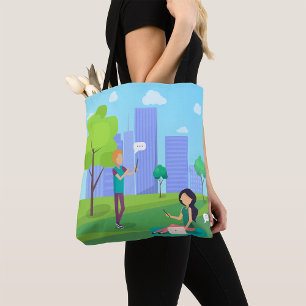 Social Media Communication in City Park Tote Bag