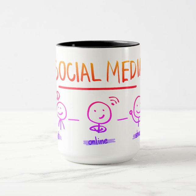 Social Media Concept Illustration Coffee Mug (Center)
