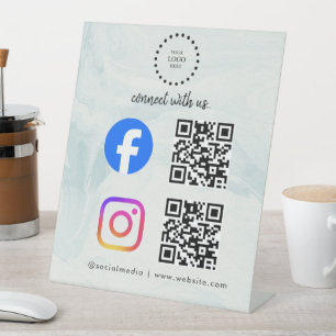 social media connect with us instagram facebook  pedestal sign