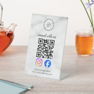 social media connect with us instagram facebook  pedestal sign