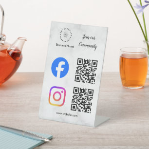social media connect with us instagram facebook  pedestal sign