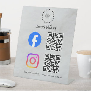 social media connect with us instagram facebook  pedestal sign