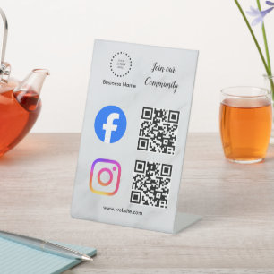 social media connect with us instagram facebook  pedestal sign