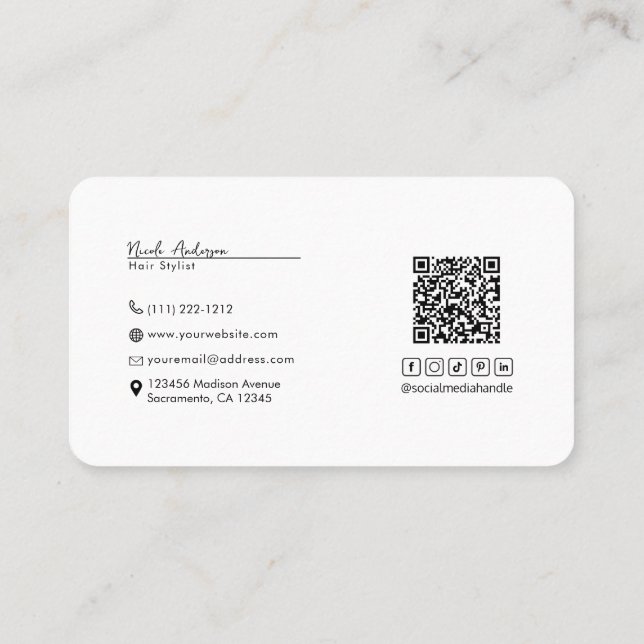 Social Media Connection QR Code Logo Business Card (Back)