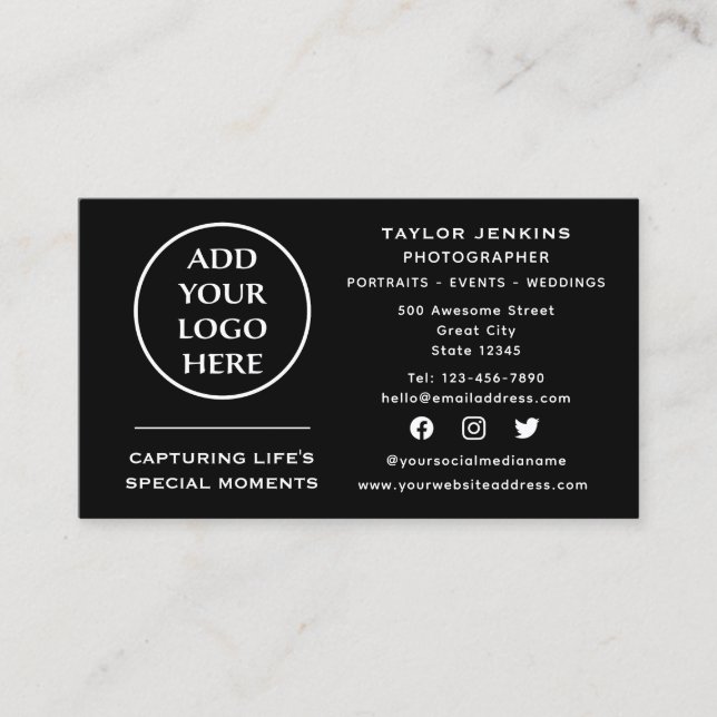 Social Media Corporate Professional Company Logo Business Card (Front)